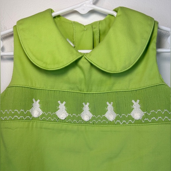 ZUCCINI Toddler Girls Green Smocked Peter Pan Collar Easter Bunny Dress | 4T - Picture 2 of 8